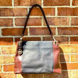 Brighton leather shoulder handbag two toned removable strap black and brown